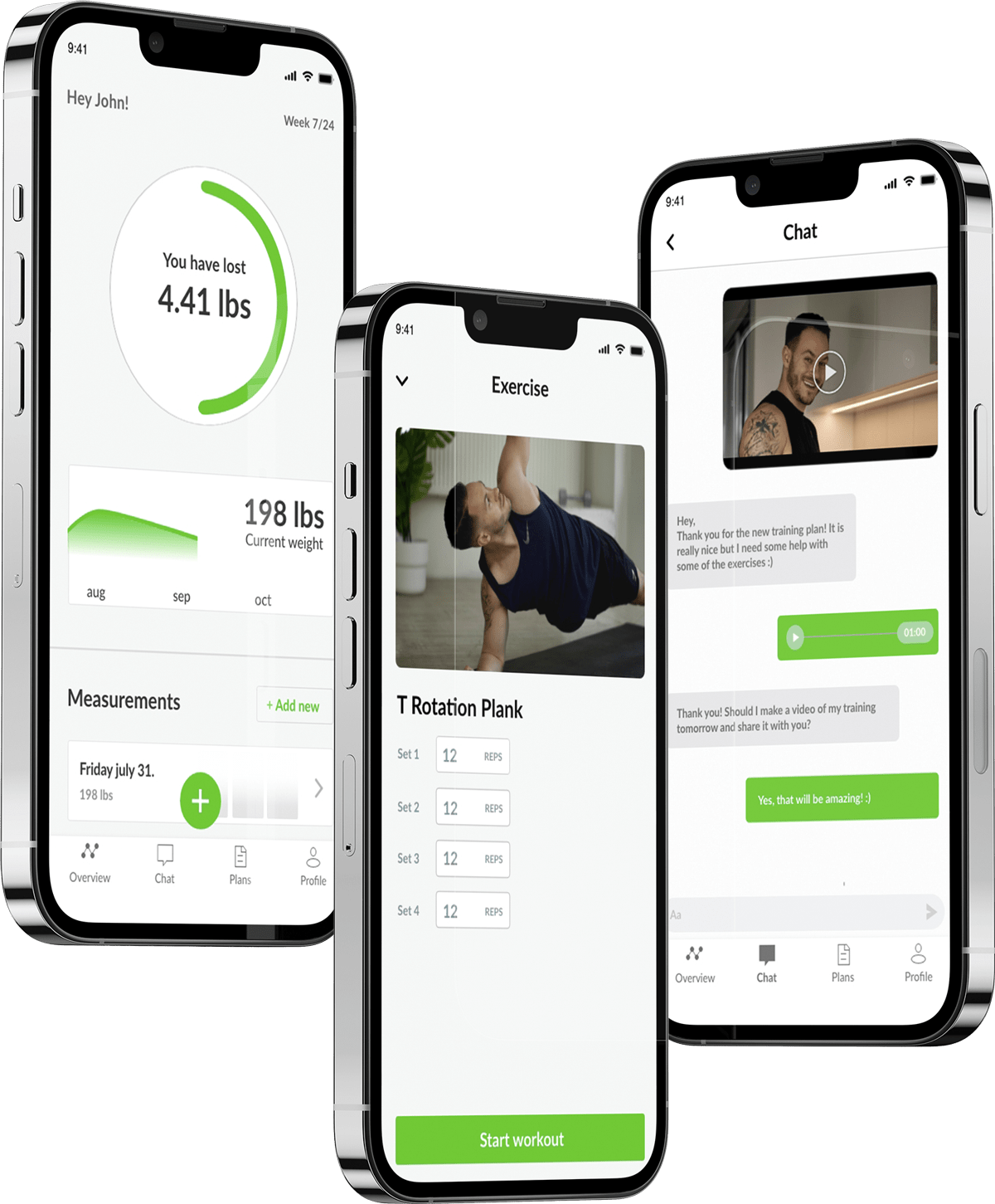 A mockup of the coaching app showcasing the features.